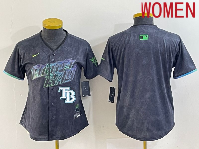Women Tampa Bay Rays Blank Nike MLB Limited City Connect Black 2024 Jersey style 2
